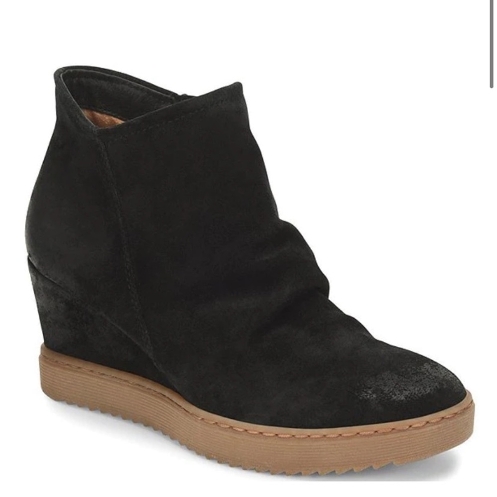 Siri Waterproof Suede Wedge Ankle Booties
